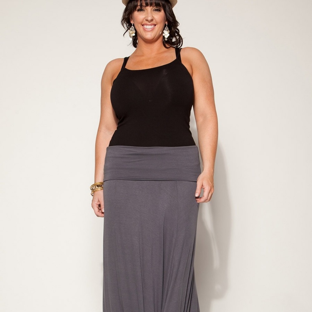 FOLD OVER MAXI SKIRT IN GRAY